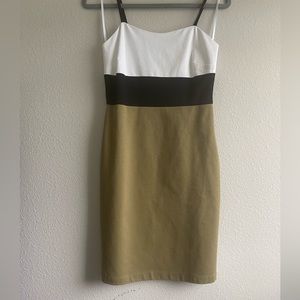 NWT Banana Republic 4 Colorblock midi spaghetti strap dress black green white